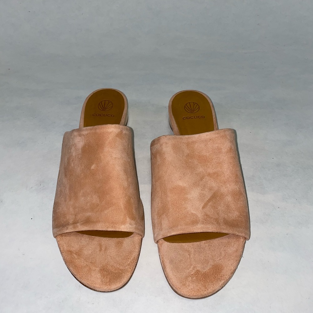 Pink Suede Slip- on Sandal